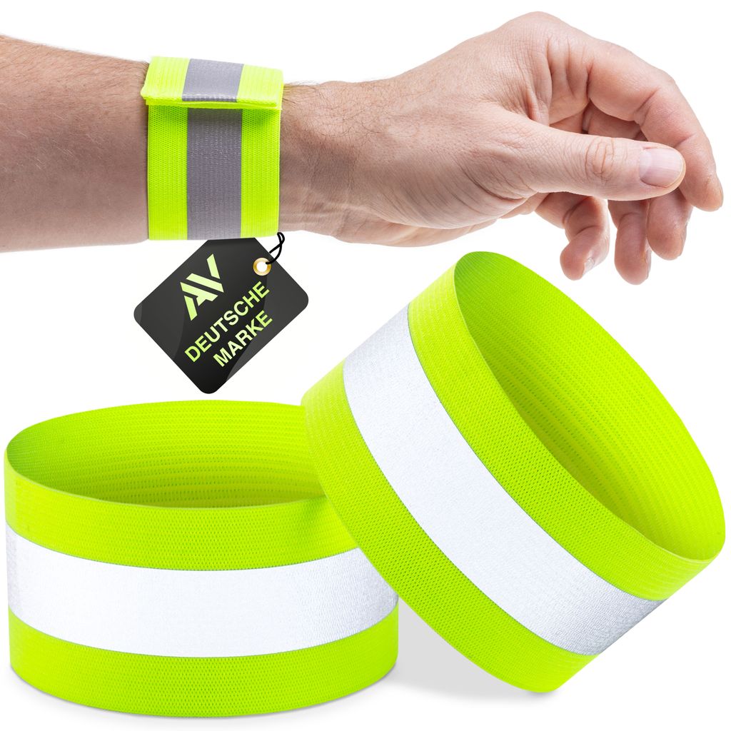 6x Reflektorband Schnapparmband Leuchtarmband Sicherheitsband Arm Bein Neon  Gelb
