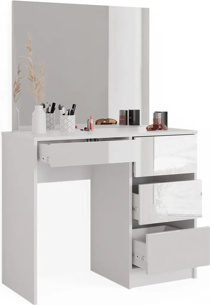 Coiffeuse Moderne Vicco Sherry Blanche 90cm pour Chambre et Dressing