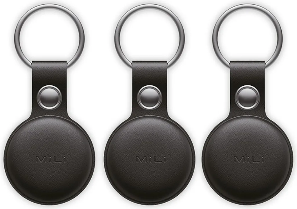 Lot de 3 Balises de Localisation MiTag Mili avec Étuis en Cuir Synthétique