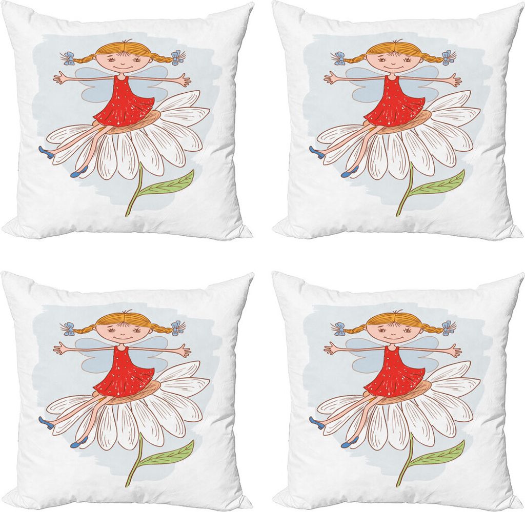 ABAKUHAUS Retro Kissenbezug Set (4 Stück), Ginger behaartes Mädchen, Moderner Doppelseitiger Digitaldruck, 40 cm x 40 cm, Mehrfarbig