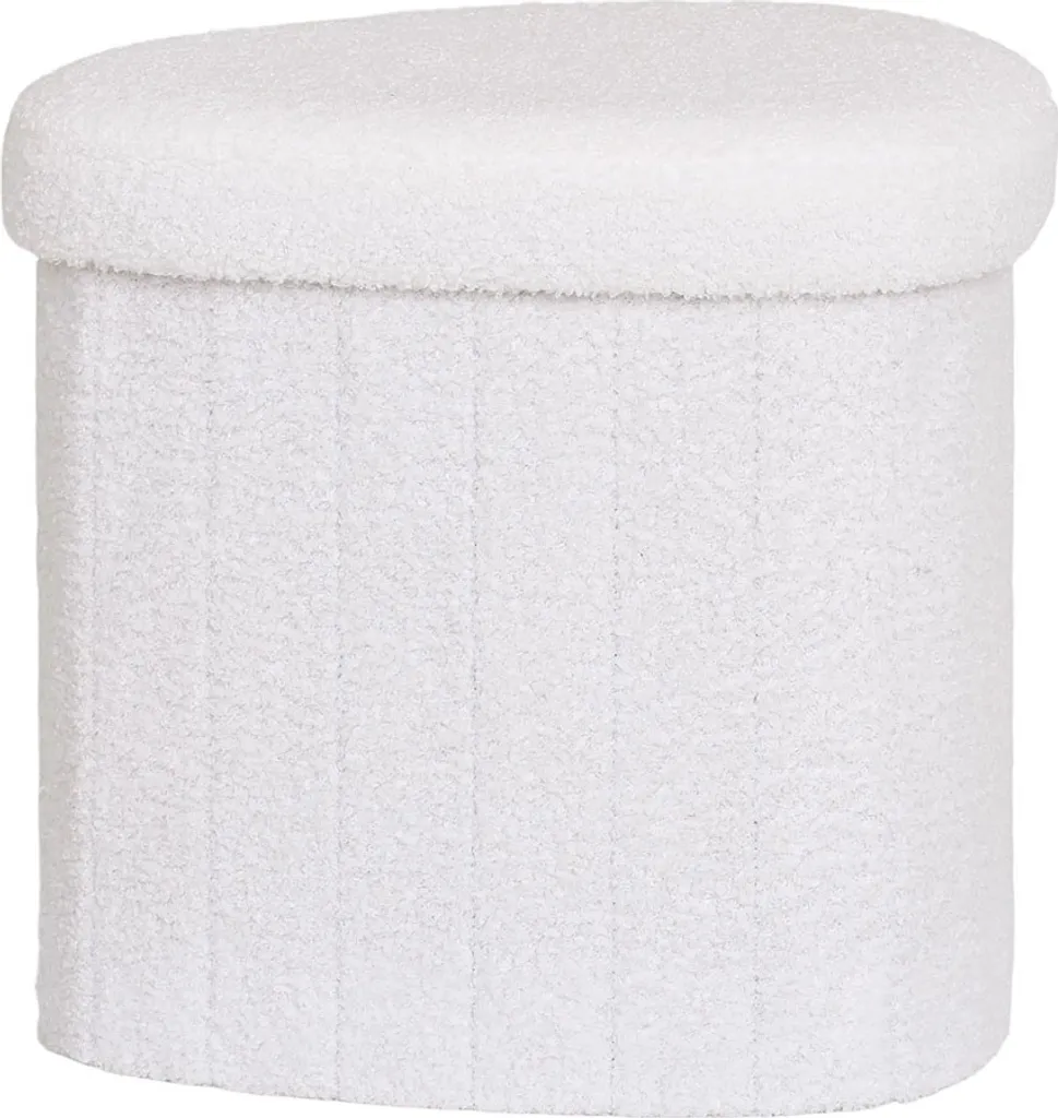 Pouf Coffre de Rangement en Tissu Bouclé Blanc Linnet House Collection