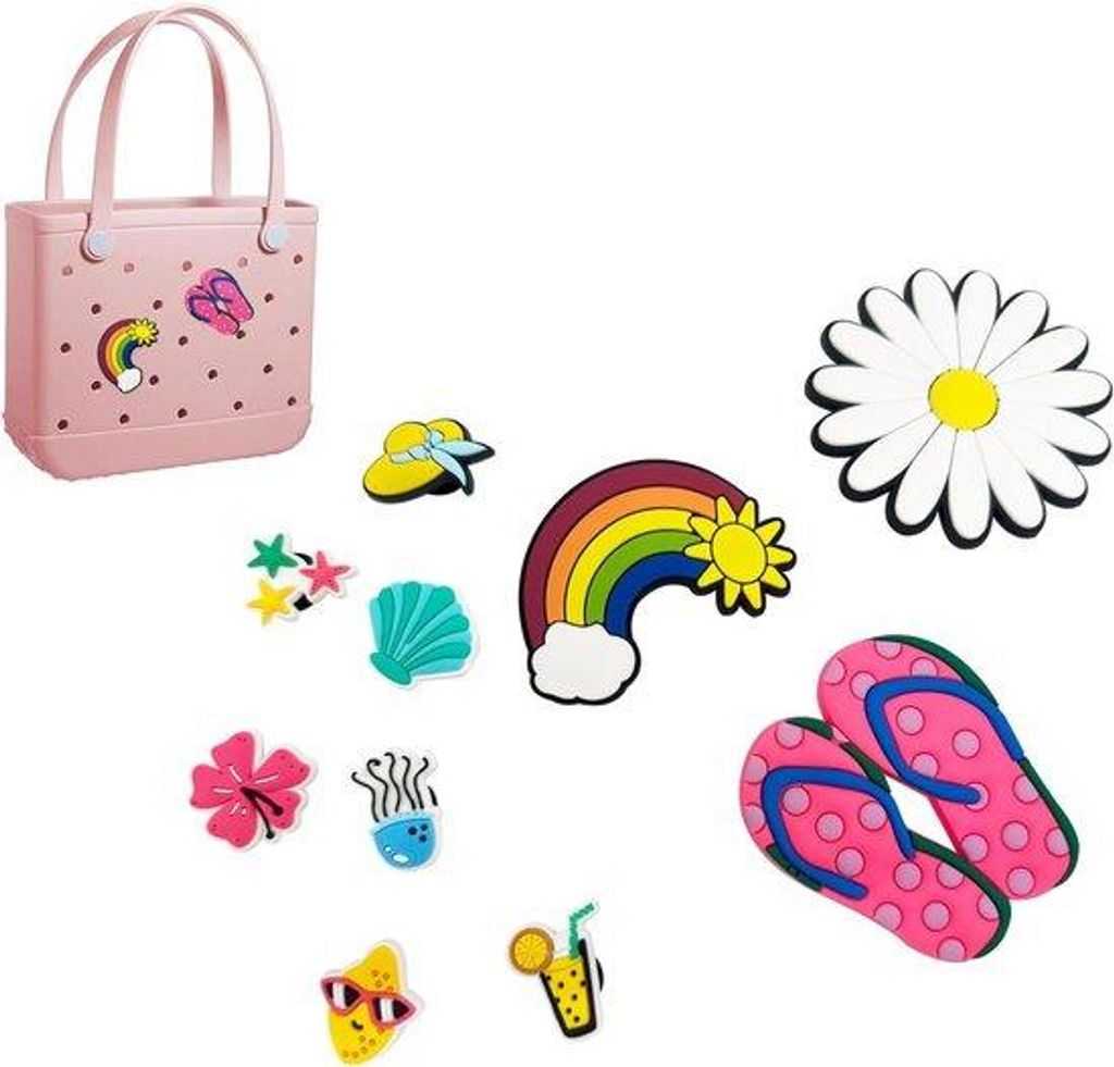 Strandtas-Accessoires-Set mit 10 Badesachen - Set aus schwarzem, borg-rubbernen Tassen - Strandtaschen