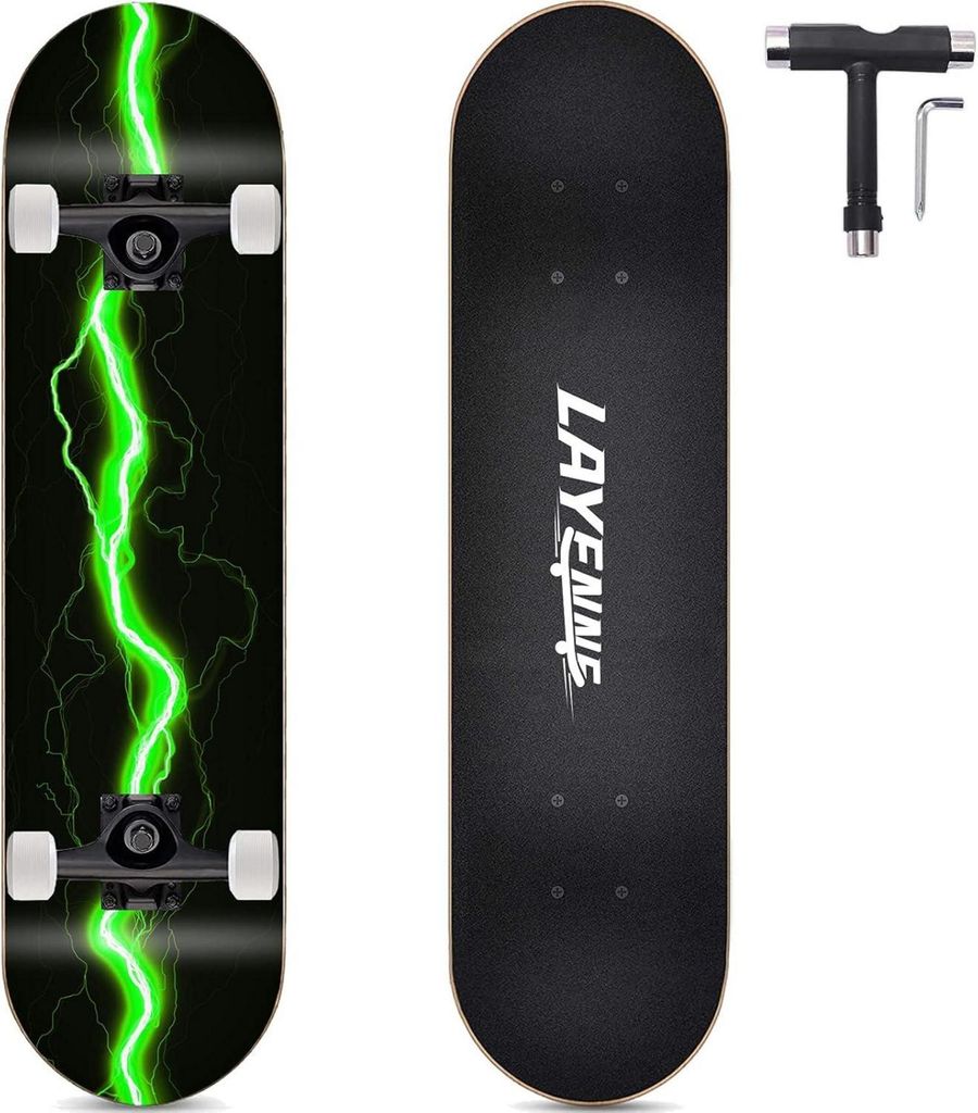 Skateboard Blitz 31x8 Zoll 8-lagiges Ahornbrett Geneigt für Jungen Mädchen Jugendliche Erwachsene Anfänger