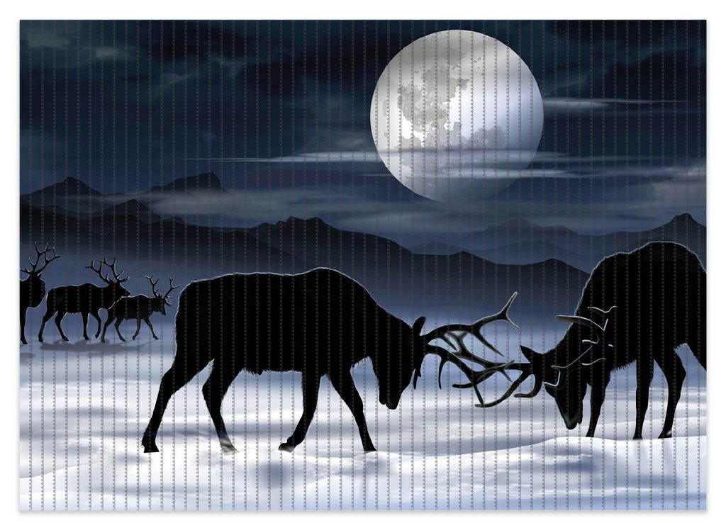 Wallario Duschmatte Antirutschmatte Badmatte Fußmatte Elch im Schnee bei Mondschein - Silhouette am Abend, Größe ca. 70 x 50 cm