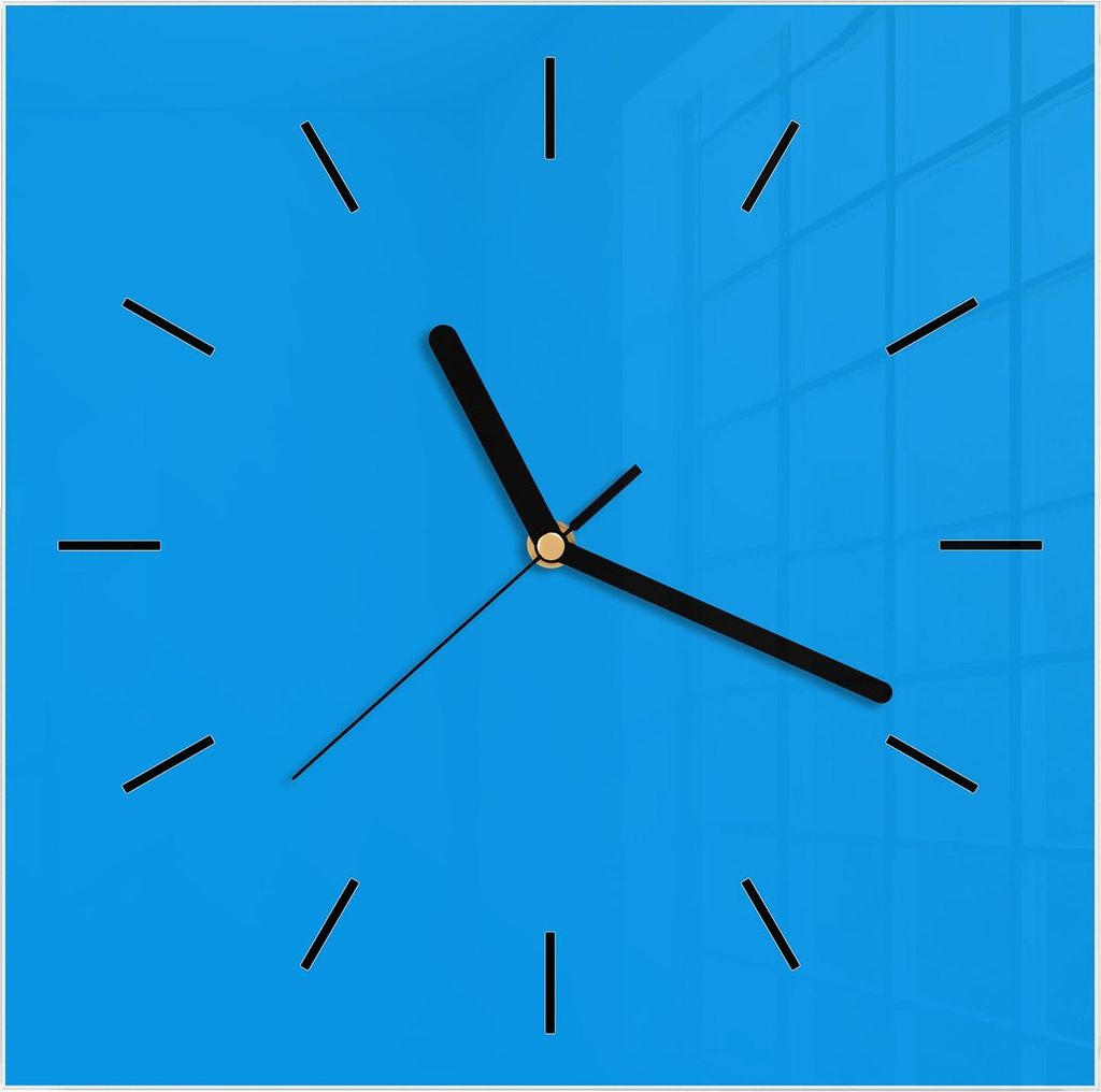 Wanduhr aus Glas mit Motiv Hellblauer Hintergrund II- 30 x 30 cm - inkl. Aufhängesystem