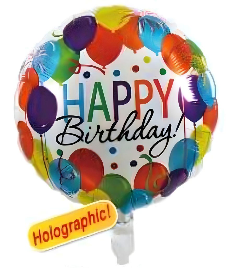 Palloncini in foil Happy Birthday olografici, bianchi, Immagine del prodotto 