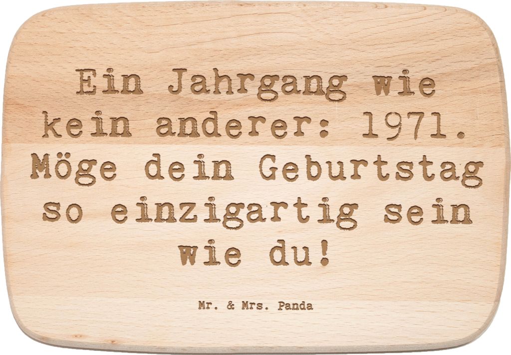 Mr. & Mrs. Panda Holzbrett Spruch 1971 Geburtstag - Transparent - Geschenk, vesperbrett, Geboren am, Happy Birthday, Frühstücksbrett, individuell...
