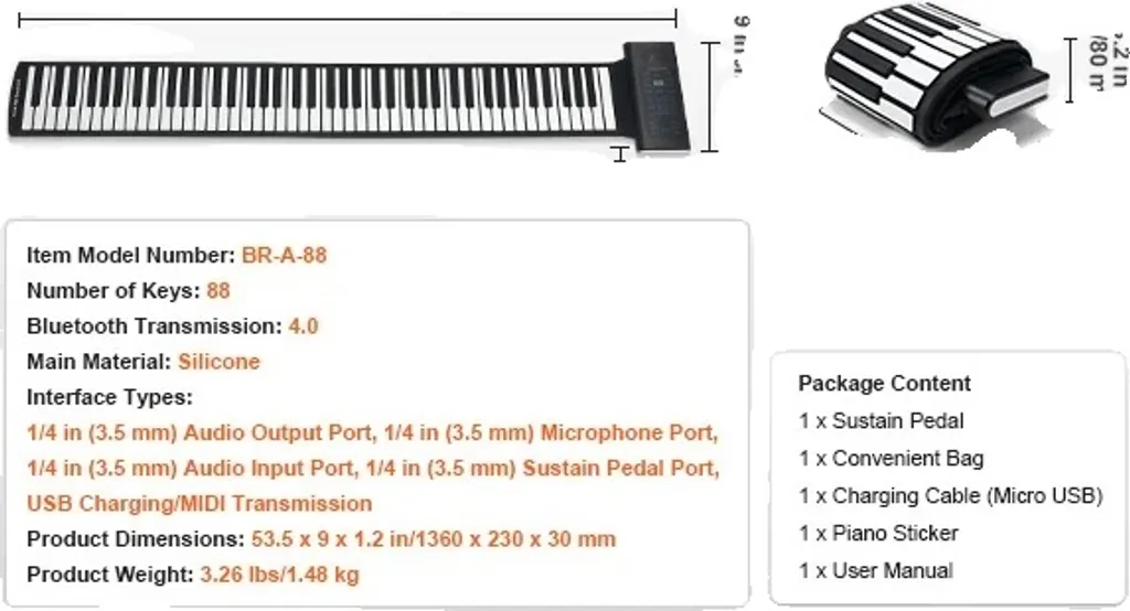 Piano enroulable 88 touches VEVOR - Idéal pour apprendre la musique