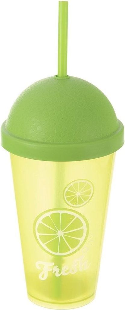 Becher mit Deckel und Strohhalm für Smoothies und Eistee