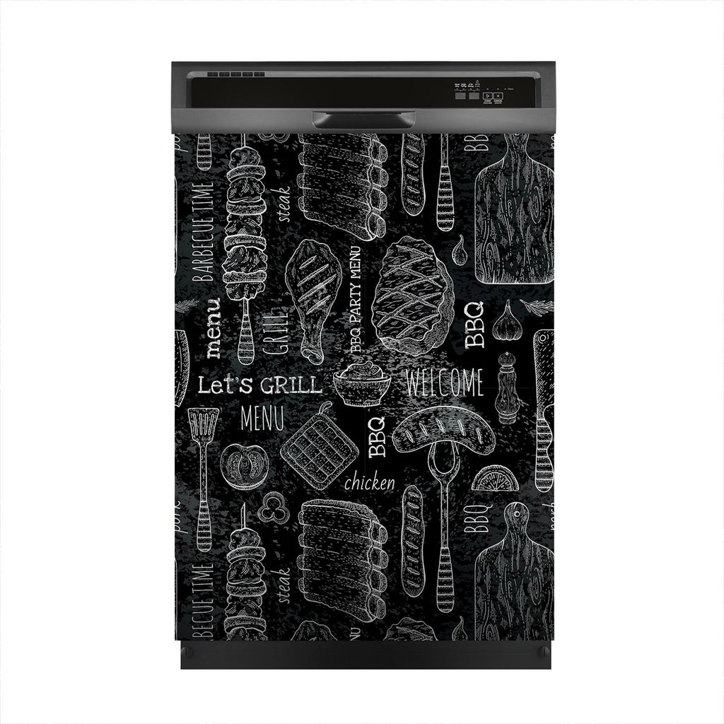 Magnete Dekorative 60x80 cm Küche Magnetmatte Spülmaschine - BBQ Skizze Kreidetafel