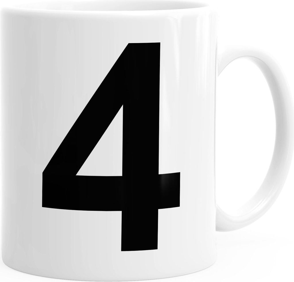 Kaffee-Tasse Buchstaben Buchstabe Arial Bold glänzend Kaffeetasse Teetasse Keramiktasse MoonWorks 4 weiß unisize