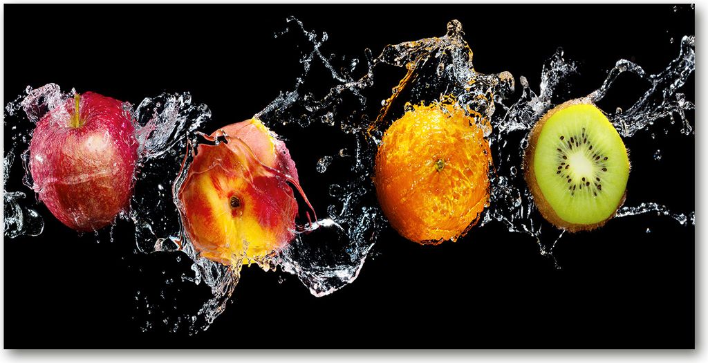 Tulup Leinwandbild - 140x70 cm - Wandkunst - Drucke auf Leinwand - Leinwanddruck - Essen & Getränke - Mehrfarbig - Obst Wasser