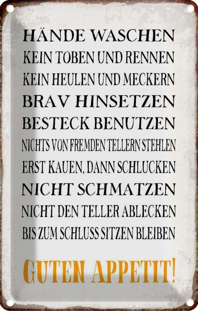 vianmo Blechschild 30x20 cm Hände waschen guten Appetit Dekoration Spruch Zitat