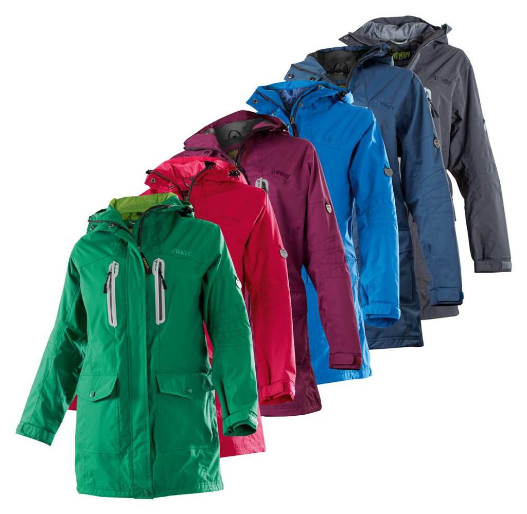 Owney Arnauti Langjacke Damen Hellblau XL wasserfest Hundehalter Outdoorjacke atmugsaktiv mit Reflektoren