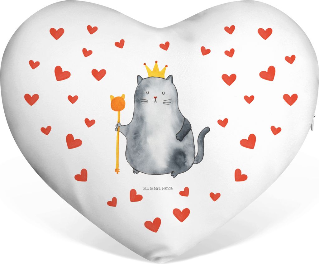Mr. & Mrs. Panda Sofakissen Katze König - Weiß - Geschenk, Kissen Herz, dekoartikel, Liebeskissen, Katzen, Queen, Wohnung, Cats, Dekokissen, Cat,...