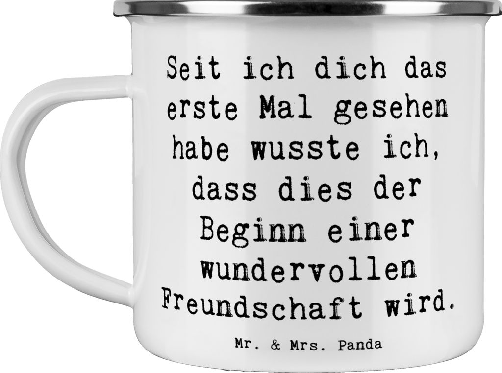 Mr. & Mrs. Panda becher emaille Spruch Neue Freunde finden - Weiß - Geschenk, Teetasse, inspirierende Designs, Tasse, Geschenkideen, herzliche Beg...