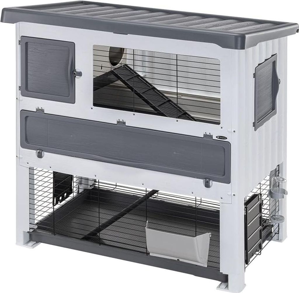 Konijnenhok für Außen Grand Lodge 120 Plus Großes Außenhaus - Doppelte Boden - Meerschweinchen und Kaninchen - Kunststoff - Zubehör Inklusive ...