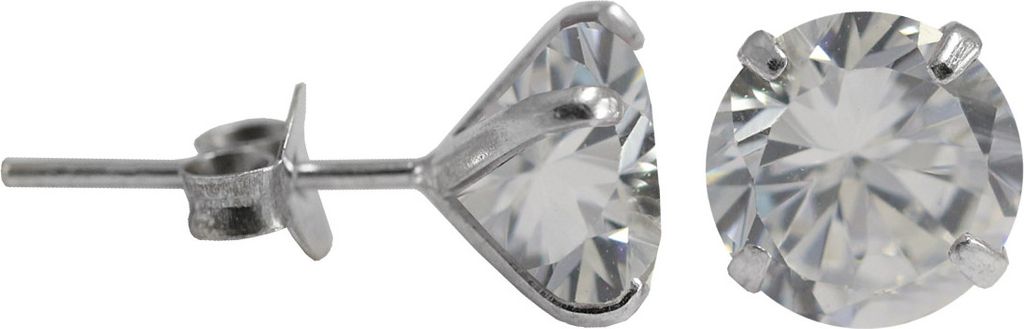 Ohrstecker in 925 Silber mit runden Stein Größe - 4 mm Farbe - Transparent
