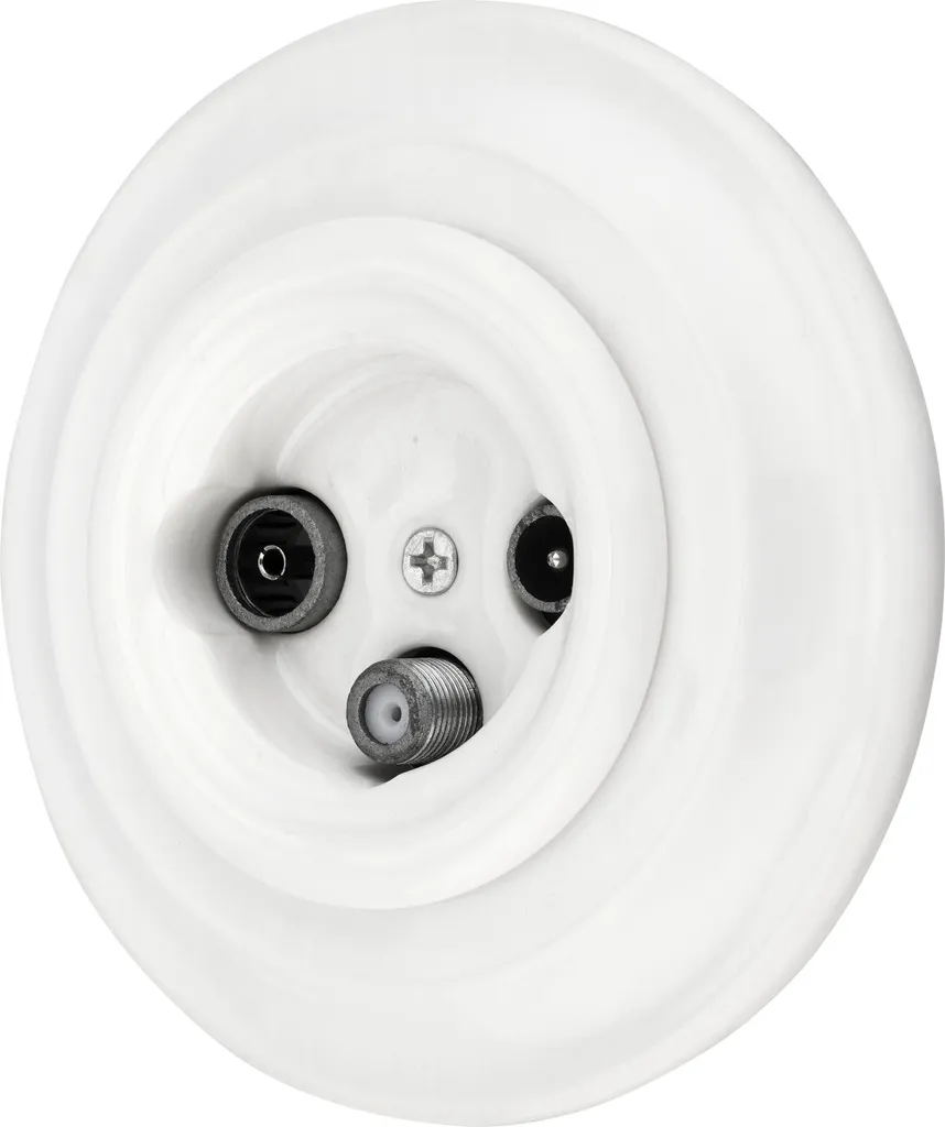 Prise d'antenne rétro encastrée en porcelaine blanche 3 trous I PR1