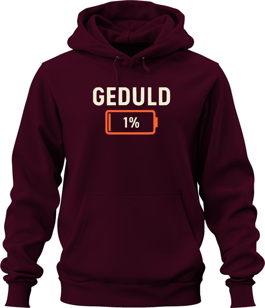 Geduld 1% Lustiger Spruch Sarkastisch Geschenk Büro Geburtstag Uni Hoodie Kapuzenpullover, Burgundy, M