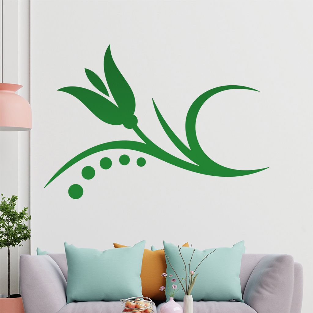 Blume - Linien Punkte Wandtattoo in 6 Größen - Wandaufkleber Wall Sticker - Dekoration, Küche, Wohnzimmer, Schlafzimmer, Badezimmer