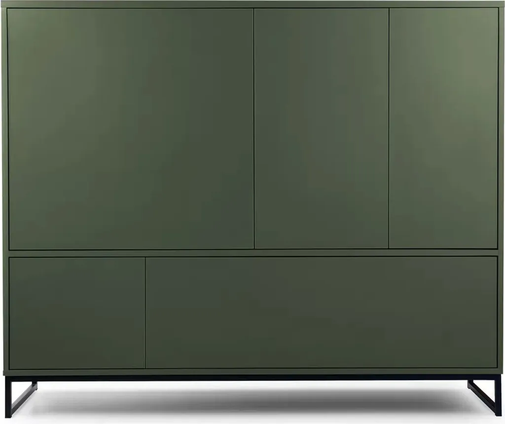 Grande commode ZULA vert sauge avec 6 tiroirs de rangement chic