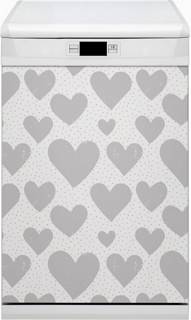 Geschirrspüle Magnet für Spülmaschine Magnetmatte Küche Magnete Dekorative 45x80 cm - Graue Herzen