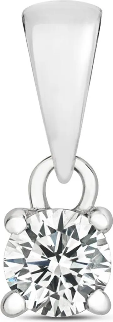 Pendentif diamant 0.15 carat H-I1 et or blanc véritable 9mm