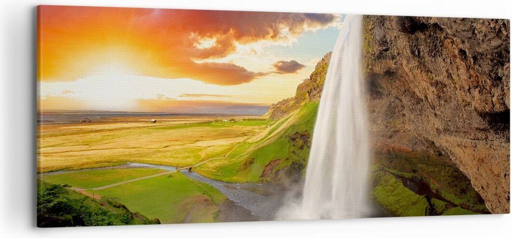 Bild auf Leinwand - Leinwandbild - Geologie island Wiese - 120x50cm - Wand Bild - Wanddeko - Leinwanddruck - Bilder - Kunstdruck - Wanddekoration -...