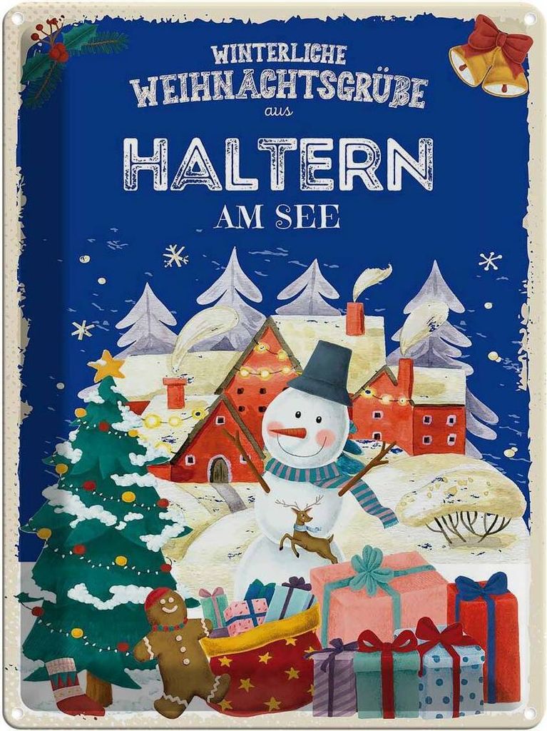 vianmo Blechschild 40x30 cm Weihnachtsgrüße aus HALTERN AM SEE Abenteuer Reisen Urlaub Weihnachten