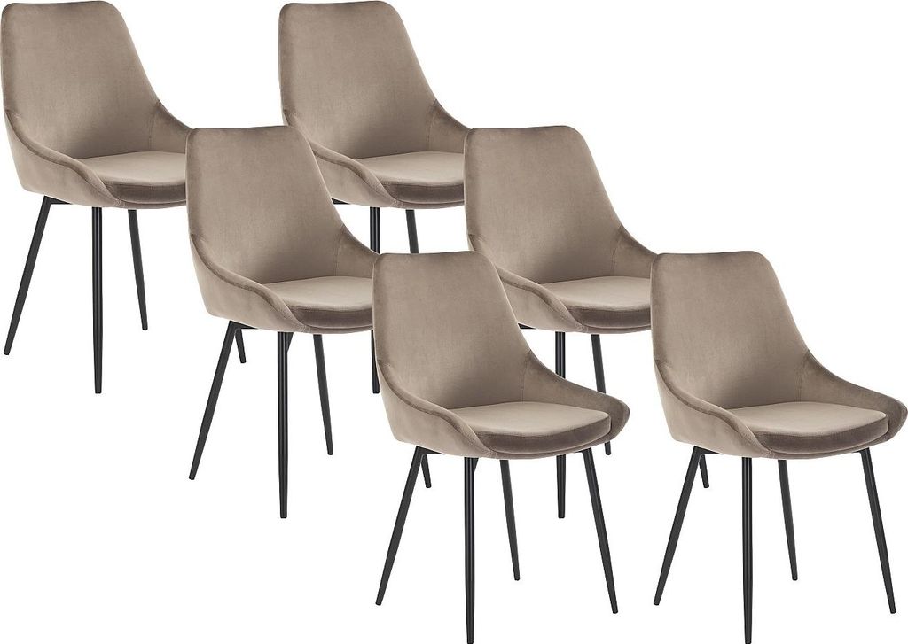 Satz von 6 Stühlen MASURIE - Velours - Farbe taupe Produktbild 