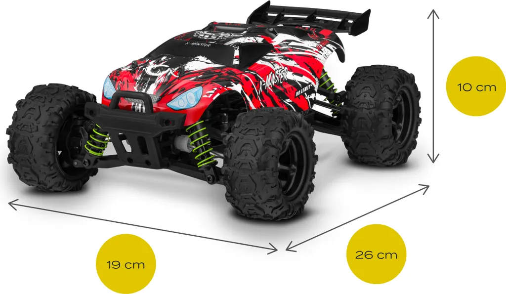 Voiture RC incassable 45 km/h X-Monster 3.5 avec 2 coques de rechange - 41