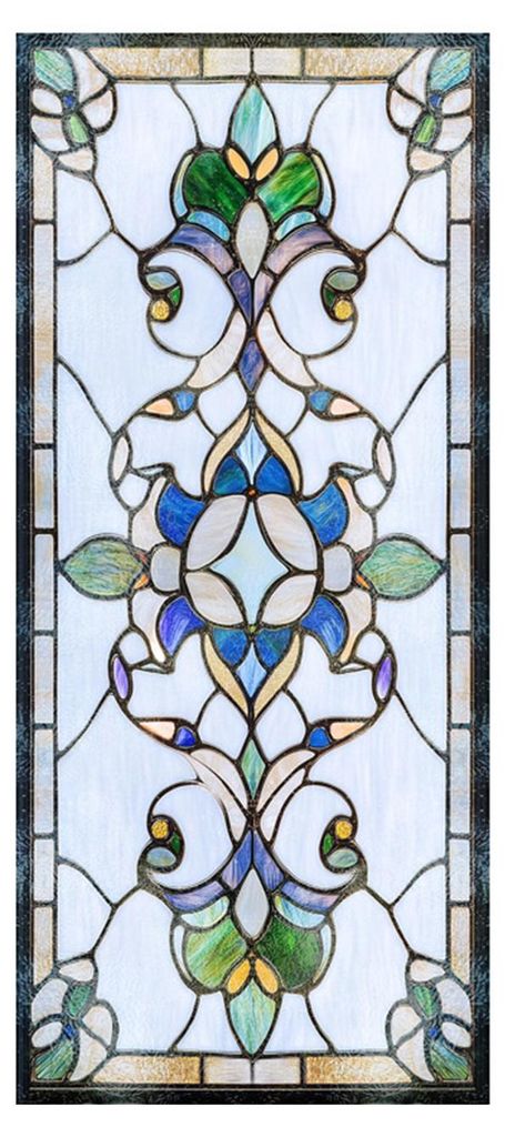 Sichtschutzfolie im Vintage-Buntglas-Stil, statisch haftend, dekorativer Glasaufkleber für Schrank-, Badezimmer- und Küchentüren