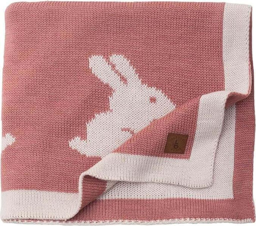 Baby Strickdecke, Babydecke, Weich & Atmungsaktiv, 80x100cm Rosa Hasen
