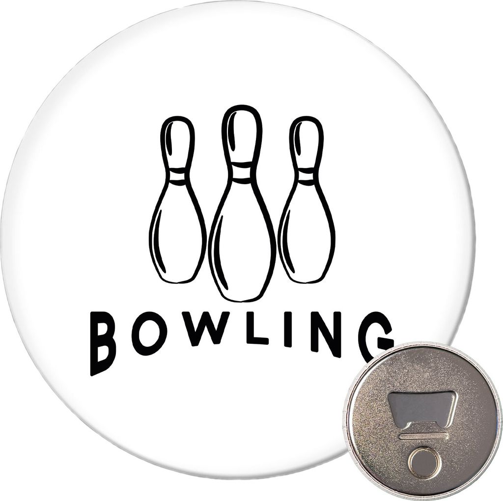Huuraa Magnet Bowling Pinns 59mm Kühlschrankmagnet rund Flaschenöffner Geschenkidee