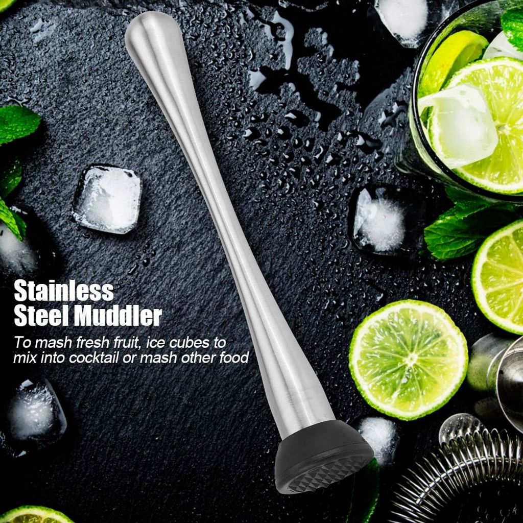 Cocktailstiel aus Edelstahl, ideal zum Mixen von Mojito- und Fruchtgetränken sowie zum Selbermachen von Wein und anderen Getränken.