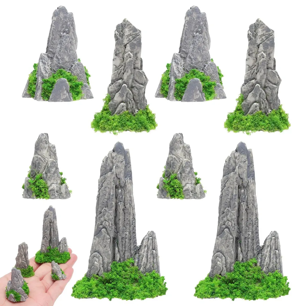 Décoration de Montagne pour Jardin Zen et Bonsaï - Kit de 8 Statuettes