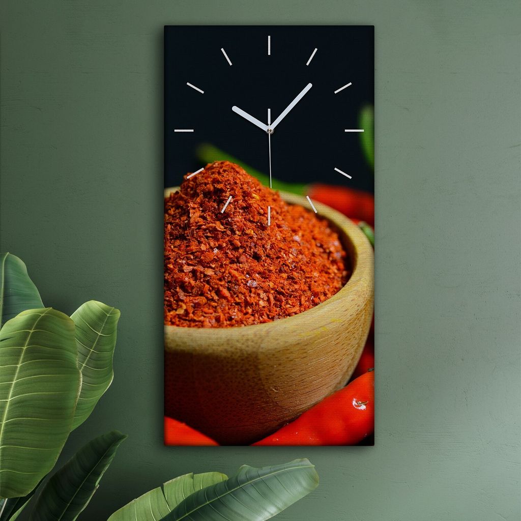 Wohnzimmer Leinwand Uhr Geräuschlos Küche 30x60 Paprika, Gemüse, Motive, weiße Zeiger