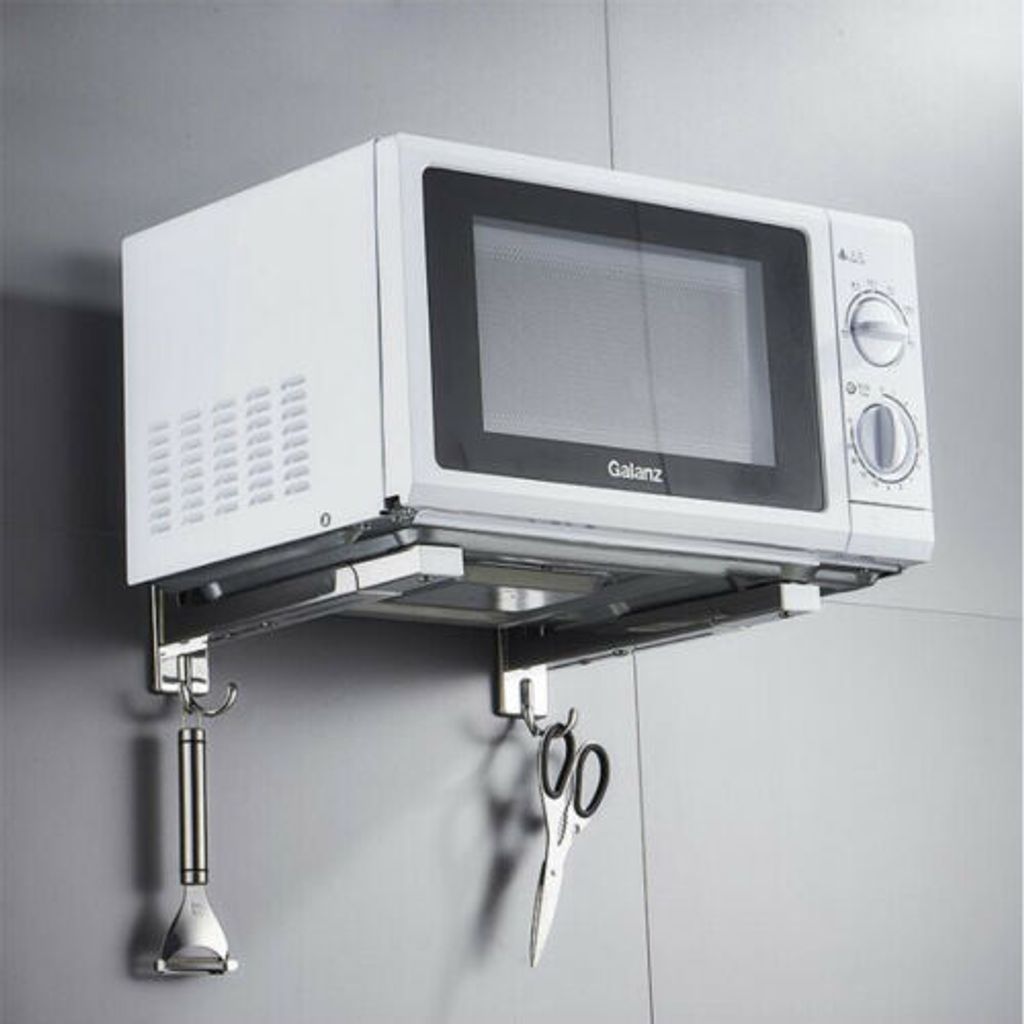 Edelstahl Mikrowellenhalterung Einfach zu montieren Küchenherd Regalhalterung Winkelrahmen Stark verstellbare Montagearme 
