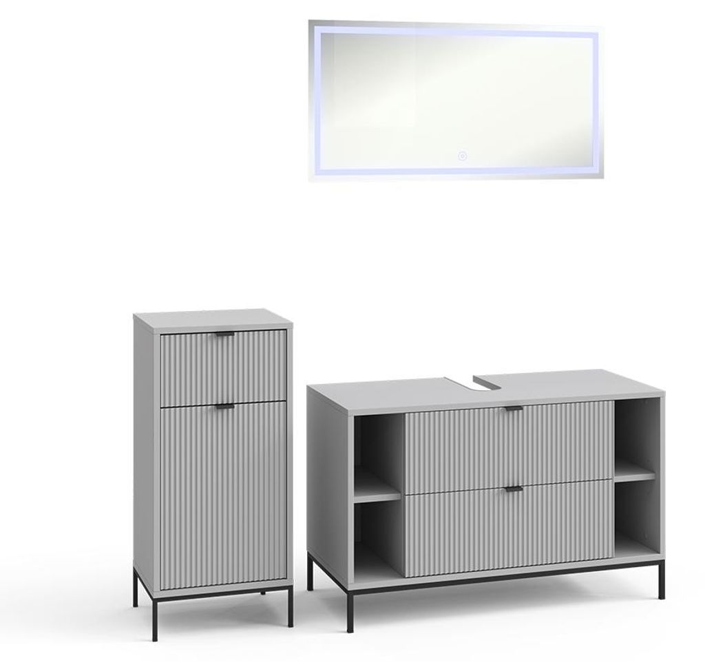 Badmöbel-Set Vicco Eliza Grau 3 Teile, Model 59669