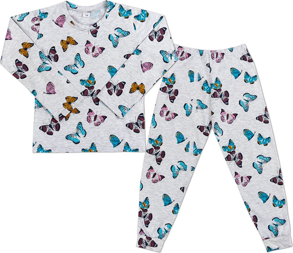 Langärmelige Pyjamas, lange Hosen - 120 - Rosa,Blau,Grau