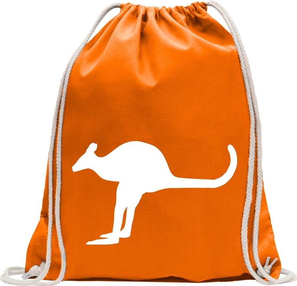 Kiwistar - Turnbeutel - mandarin - Känguru Kangaroo Beuteltier - Fun Rucksack Sport Beutel Gymsack Baumwolle mit Ziehgurt