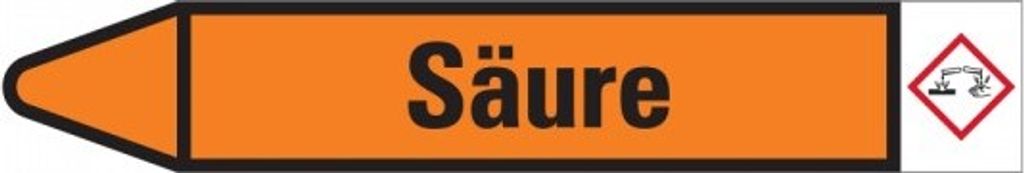 Dreifke Aufkleber I RKZ-Etikett Säure, links, orange/schwarz, für Ø 60-90mm,...