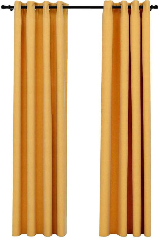 vidaXL Verdunkelungsvorhänge Ösen Leinenoptik 2 Stk. Gelb 140x225 cm