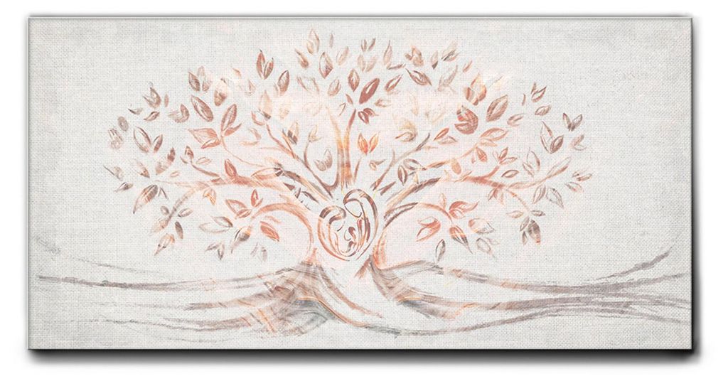 Giallobus - 8 - Heilige Familie und Baum des Lebens - Rosa Reflexionen - Giallobus - 35L x 17,5B cm - Bild - Leinwand mit Standardrahmen