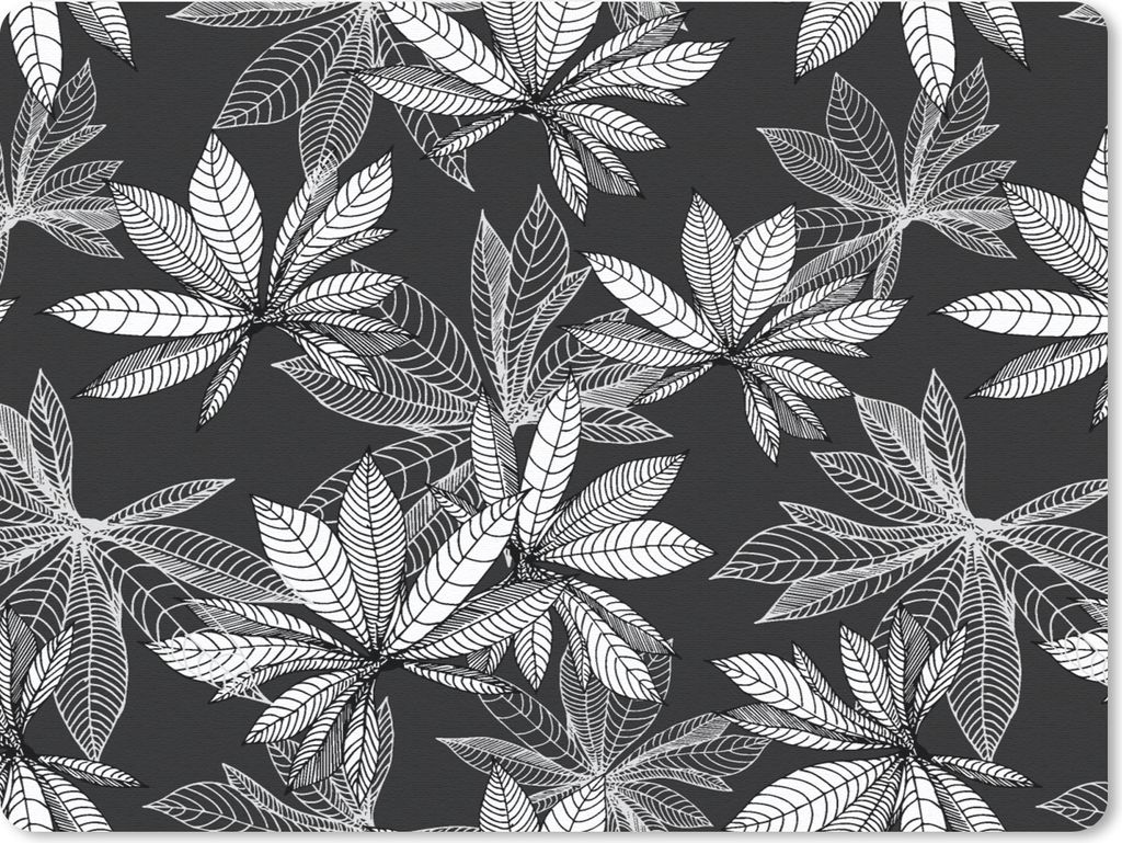 MuchoWow Mauspad Mousepad Schwarz - Weiß - Muster - Natur 40x30 cm - Mousepads - Maus Mat - Pad - Mausunterlage - Anti Rutsch