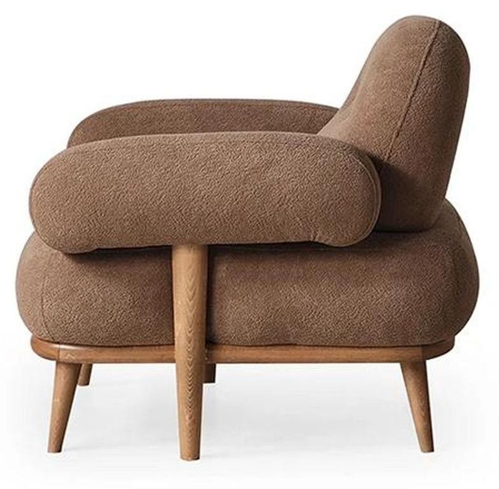 Brauner Einsitzer Wohnzimmer Polstersessel Textil 1-Sitzer Edle Möbel