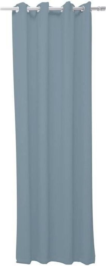 Verdunkelungsvorhang, 140x240 cm, Grau Blau, Polyester, Waschbar, Uni Muster
