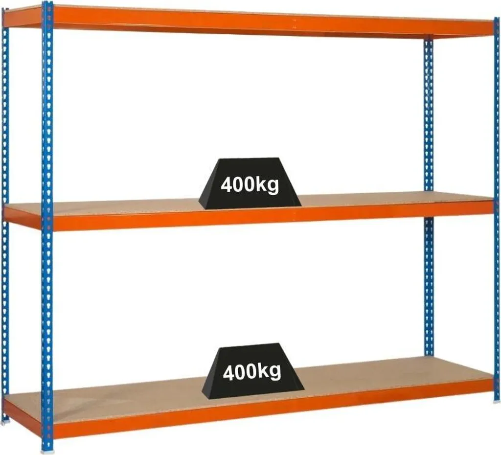 Étagère charges lourdes contre l'encombrement - 400kg/niveau 180x45cm