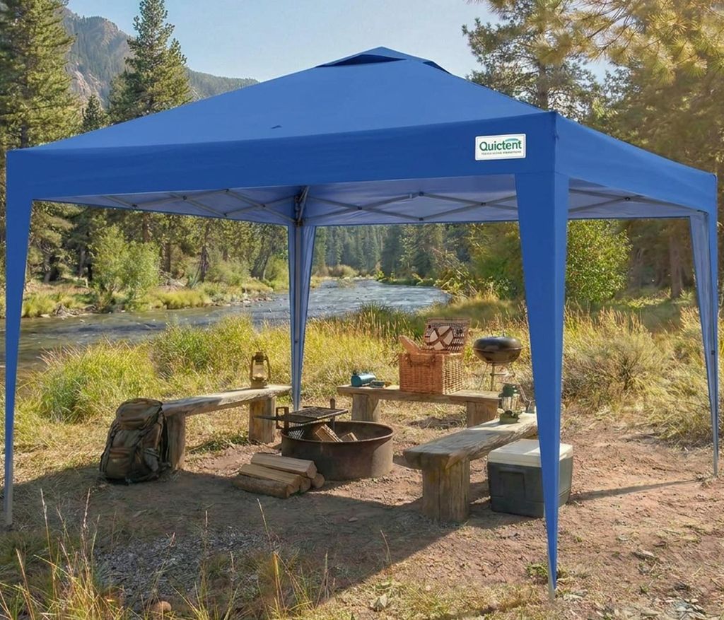Quictent Pavillon 3x3m Wasserdicht Faltpavillon Stabil Winterfest, Pop-Up Klicksystem, UV-Schutz 50+, Gartenzelt, Partyzelt, Festzelt hellblau